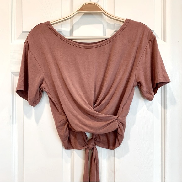 NWOT Victoria’s Secret VS Dusty Rose Pink Modal Twist-Tie Short Sleeves Tee - Picture 5 of 11